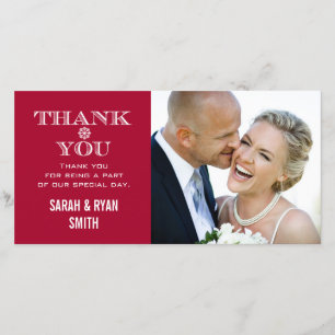 Red Snowflake Wedding Photo Thank You Cards