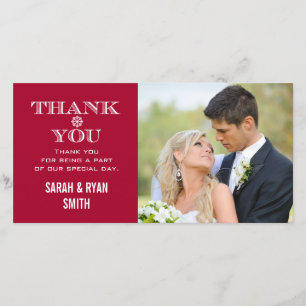 Red Snowflake Wedding Photo Thank You Cards