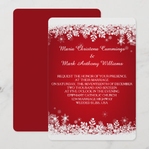 Red Snowflake Winter Wedding Invitation