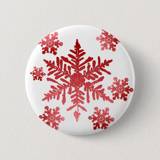 Red Snowflakes 2 Inch Round Button (Front)