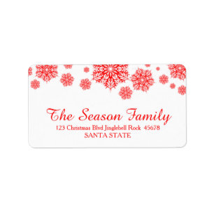 Red Snowflakes address label