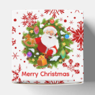Red Snowflakes And Santa Favor Box