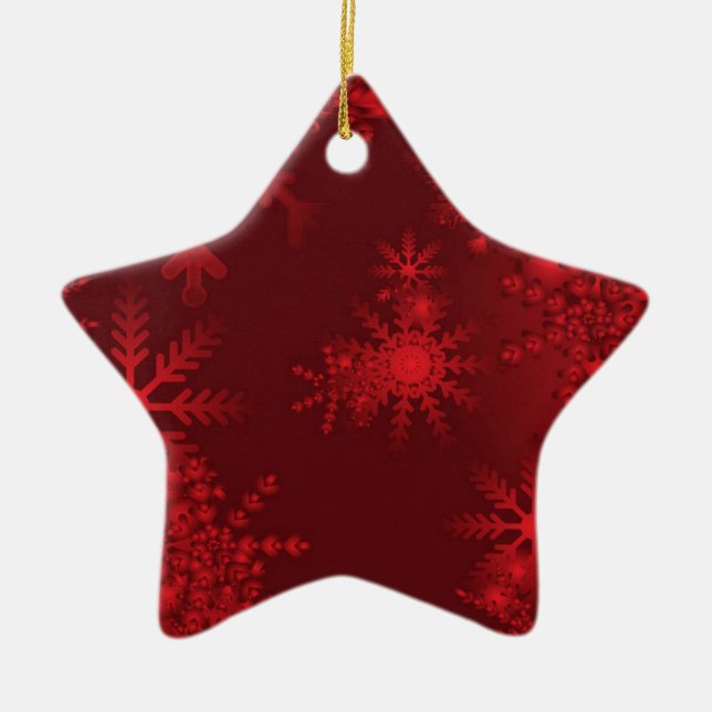 Red Snowflakes Ceramic Ornament (Front)