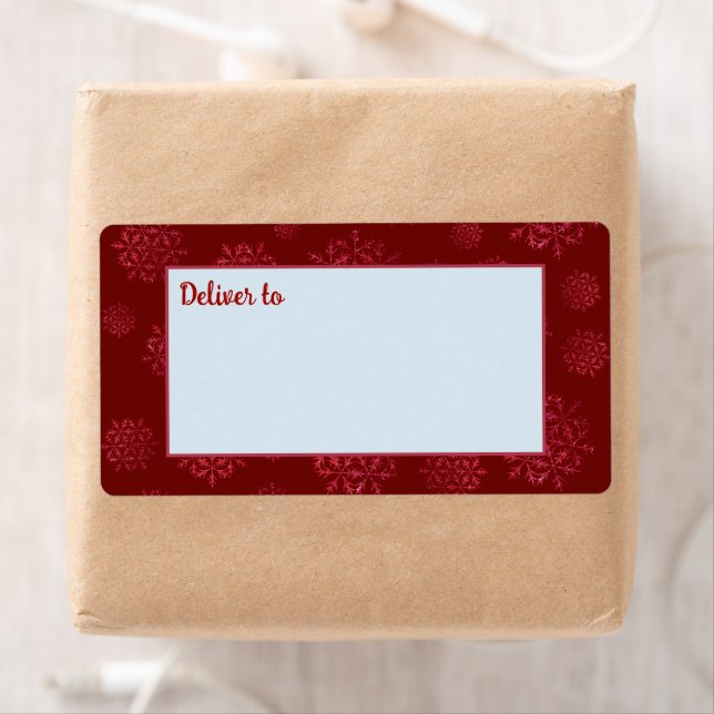 Red Snowflakes Deliver To Shipping Labels (Insitu)