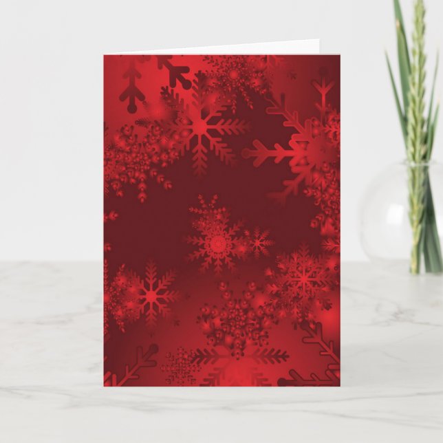 Red Snowflakes Holiday Card (Front)