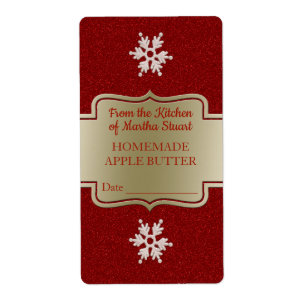 Red Snowflakes Homemade Apple Butter Canning Jar