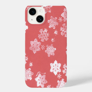 Red Snowflakes iPhone 14 Barley There Coque