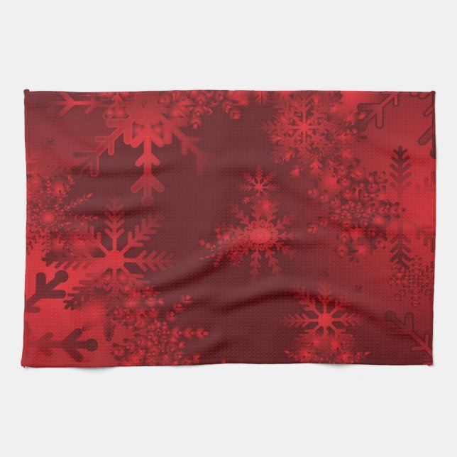 Red Snowflakes Kitchen Towel (Horizontal)