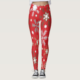 Red Snowflakes  Leggings