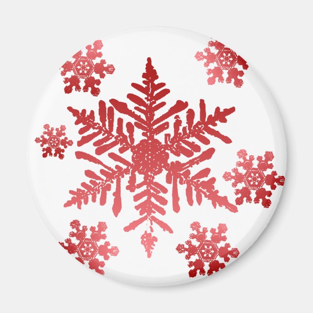 Red Snowflakes Magnet (Front)