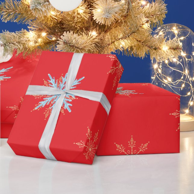 Red Snowflakes Merry Christmas Script with 2026 Wr Wrapping Paper (Holidays)