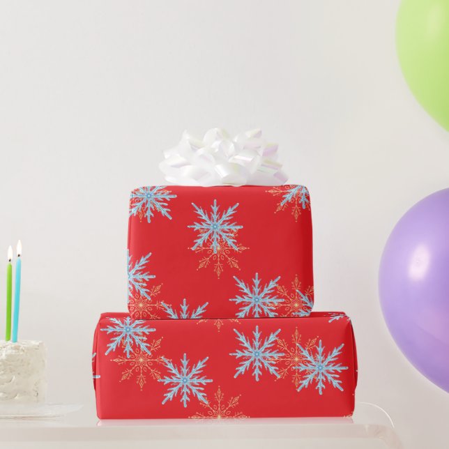 Red Snowflakes Merry Christmas Script with 2026 Wr Wrapping Paper (Party Gifts)