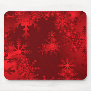 Red Snowflakes Mouse Pad
