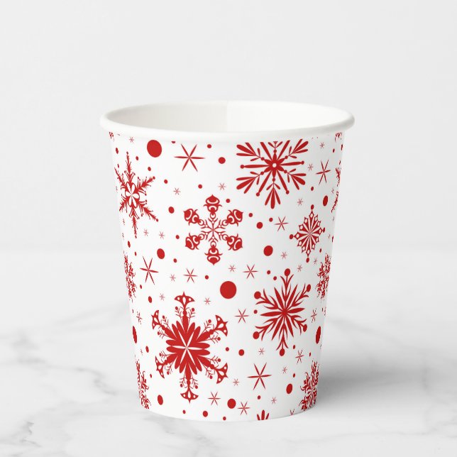 Red Snowflakes  Paper Cups (Left)