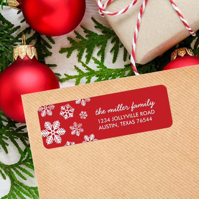 Red Snowflakes Personalized Address Labels (Creator Uploaded)