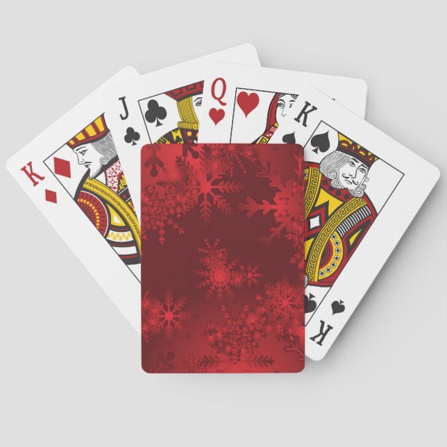 Red Snowflakes Playing Cards (Back)
