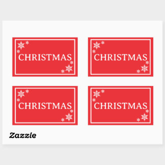 Red Snowflakes Simple Christmas Word Sticker