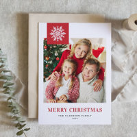 Red Snowflakes Tag Merry Christmas Photo