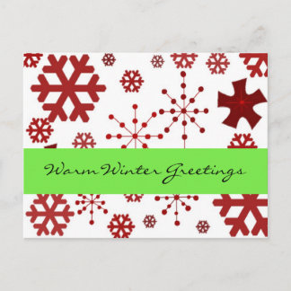 Red Snowflakes Warm Winter Greetings Postcard