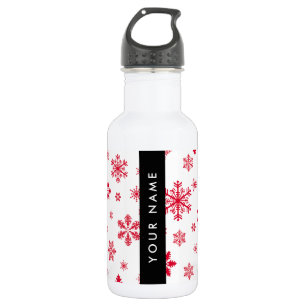 Red Snowflakes, Your name, Personalize 532 Ml Water Bottle