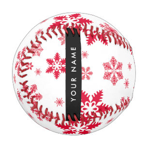 Red Snowflakes, Your name, Personalize Baseball