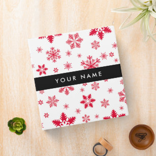 Red Snowflakes, Your name, Personalize Binder