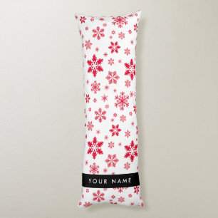 Red Snowflakes, Your name, Personalize Body Pillow