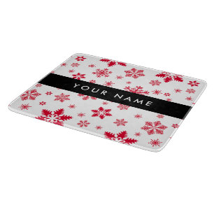 Red Snowflakes, Your name, Personalize Cutting Board