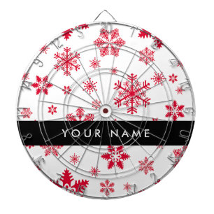 Red Snowflakes, Your name, Personalize Dartboard