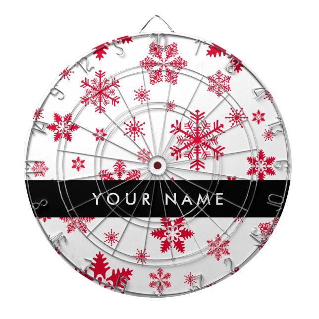 Red Snowflakes, Your name, Personalize Dartboard (Front)