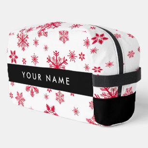 Red Snowflakes, Your name, Personalize Dopp Kit