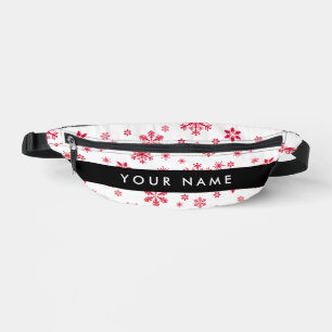 Red Snowflakes, Your name, Personalize Fanny Pack