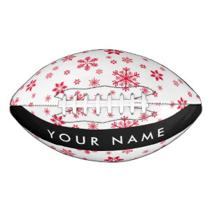 Red Snowflakes, Your name, Personalize Football
