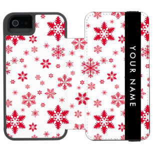 Red Snowflakes, Your name, Personalize Incipio Watson™ iPhone 5 Wallet Case