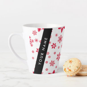 Red Snowflakes, Your name, Personalize Latte Mug