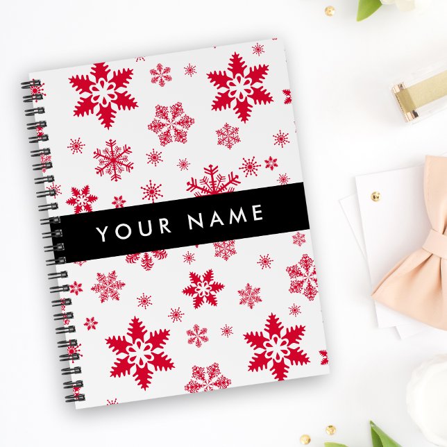 Red Snowflakes, Your name, Personalize Notebook (Creator Uploaded)