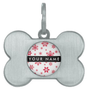 Red Snowflakes, Your name, Personalize Pet ID Tag