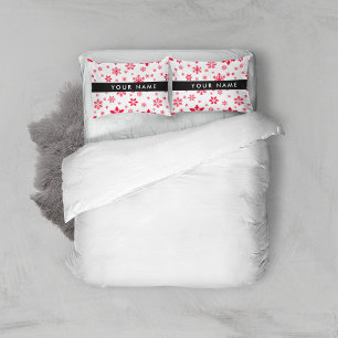 Red Snowflakes, Your name, Personalize Pillowcase