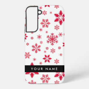 Red Snowflakes, Your name, Personalize Samsung Galaxy Case