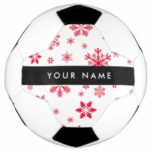 Red Snowflakes, Your name, Personalize Soccer Ball
