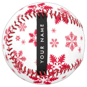 Red Snowflakes, Your name, Personalize Softball