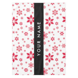 Red Snowflakes, Your name, Personalize Tablecloth