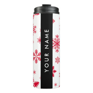 Red Snowflakes, Your name, Personalize Thermal Tumbler