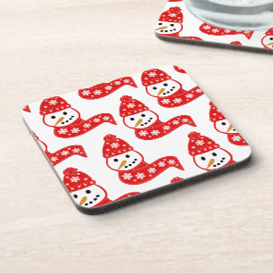 Red Snowman Christmas Coasters