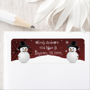 Red Snowman Winter Scene Adresse de retour Label