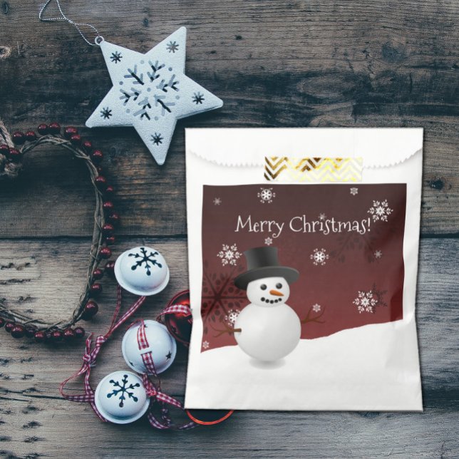 Red Snowman Winter Scenery Christmas Favour Bags (Red Snowman Winter Scenery Christmas Favor Bags)