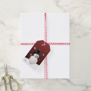 Red Snowman Winter Scenery Christmas Gift Tag