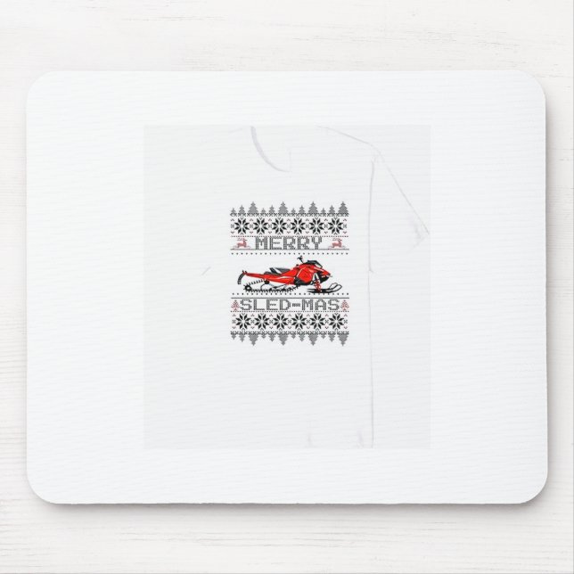 Red Snowmobile Holiday Sweater Merry Sledmas Ugly  Mouse Pad (Front)