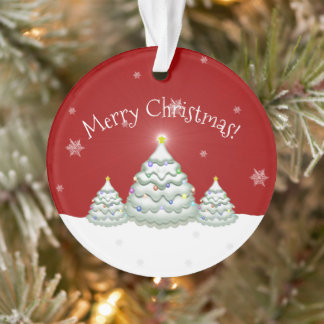 Red Snowy Christmas Tree Ornament