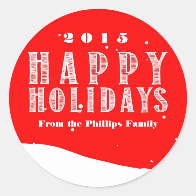 Red Snowy Snowball Christmas Card Holiday Sticker (Front)
